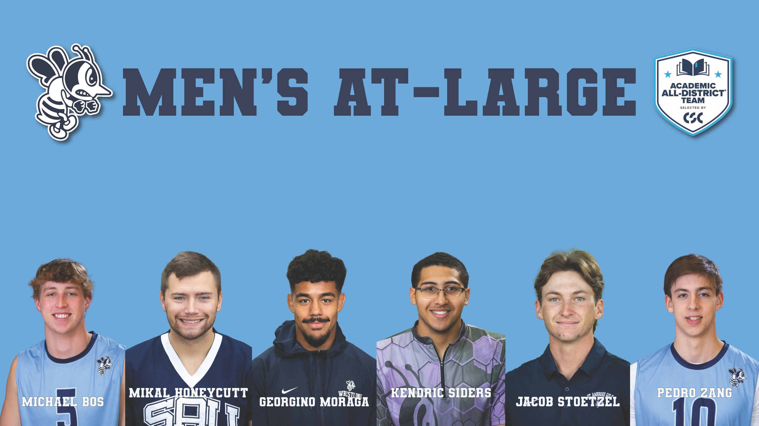 Bos, Zang named to CSC Men's At-Large Academic All-District Team