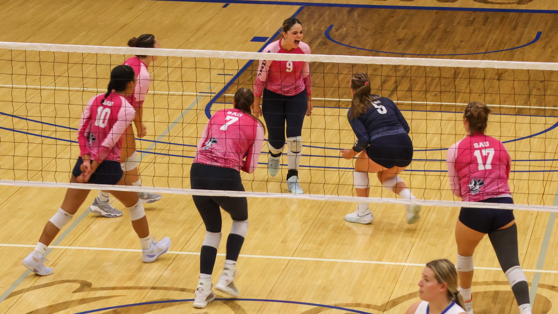SAU needs just three sets to win home opener